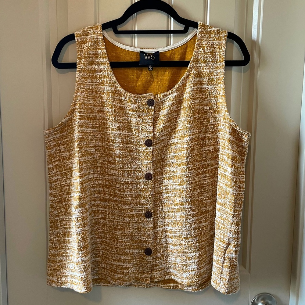 Mustard color button down tank top